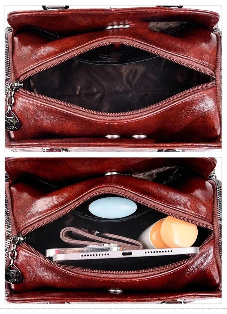 Genuine Leather Handbag - Jade