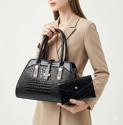 Handbag and Wallet Set in Genuine Leather - Vian