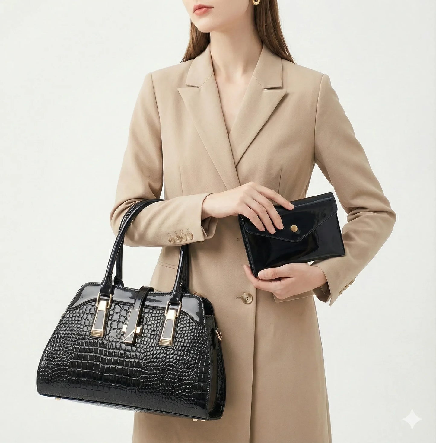 Handbag and Wallet Set in Genuine Leather - Vian