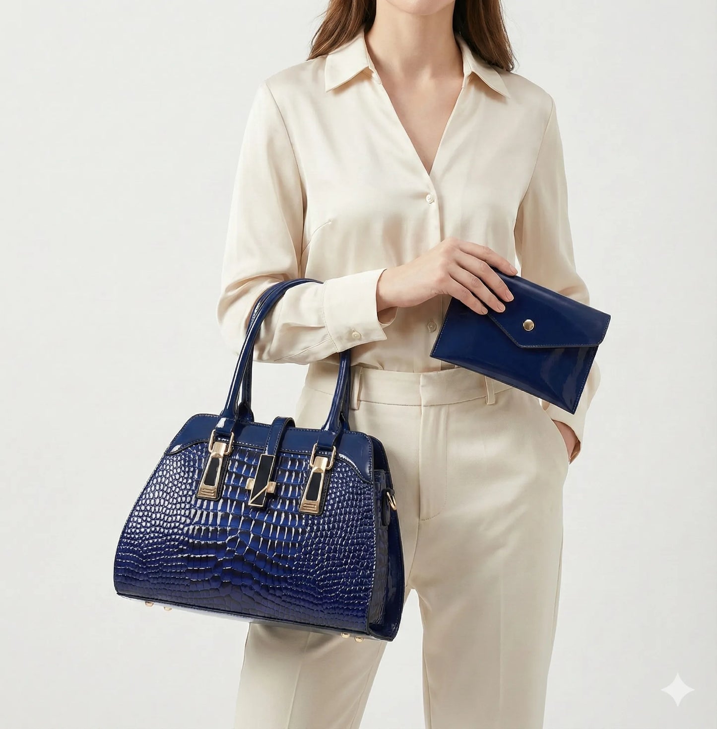 Handbag and Wallet Set in Genuine Leather - Vian