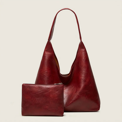 Genuine Leather Messenger Handbag + Leather Wallet - Manz