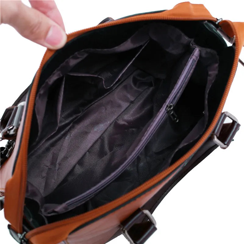 Premium Genuine Leather Set - Handbag + Wallet + Clutch Wallet + Free Pouch