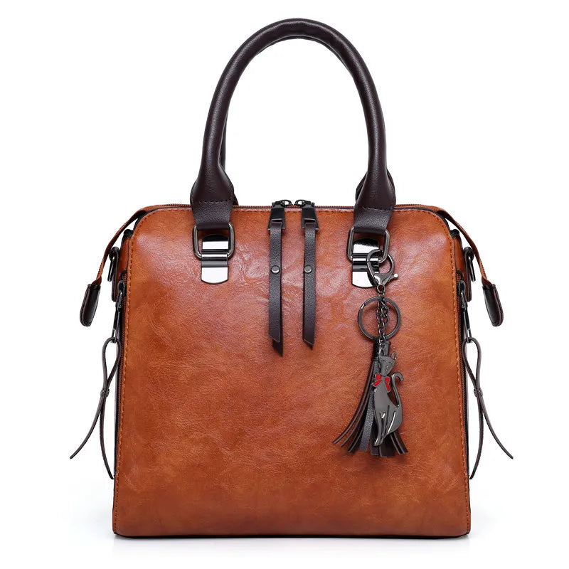 Premium Genuine Leather Set - Handbag + Wallet + Clutch Wallet + Free Pouch
