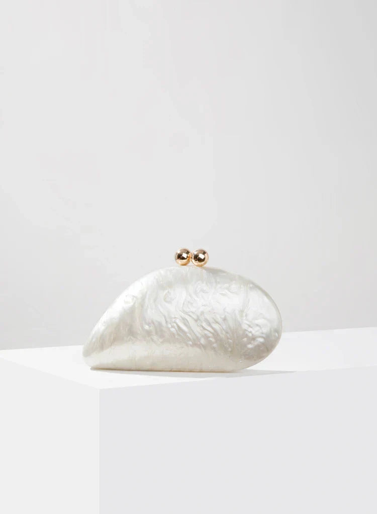 Livia Pearl Shell Acrylic Clutch Bag