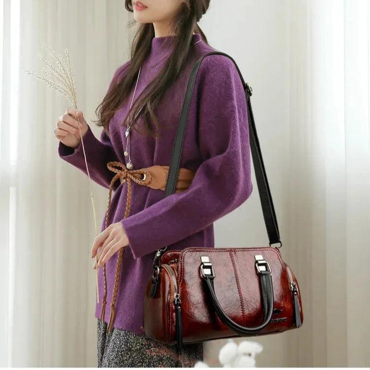 Genuine Leather Handbag - Jade